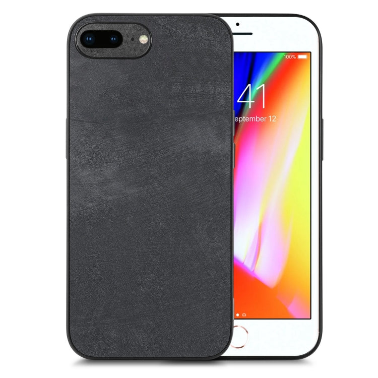 غطاء خلفي لهاتف من الجلد العتيق مع غلاف بلاستيكي صلب، لهواتف iPhone 7 Plus / 8 Plus، iPhone 6 Plus / 6s Plus، iPhone 6 / 6s