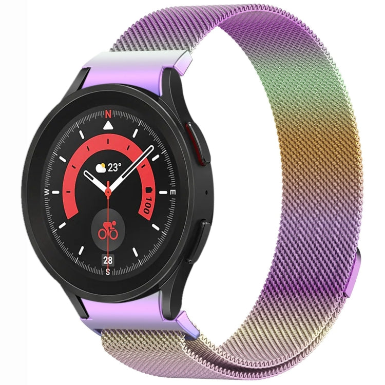 سوار ساعة معدني مغناطيسي بنمط زر ميلان، لساعات Samsung Galaxy Watch 6 Classic، وSamsung Galaxy Watch5 / 5 Pro، وSamsung Galaxy Watch4 / 4 Classic 46mm، وSamsung Galaxy Watch3 41mm