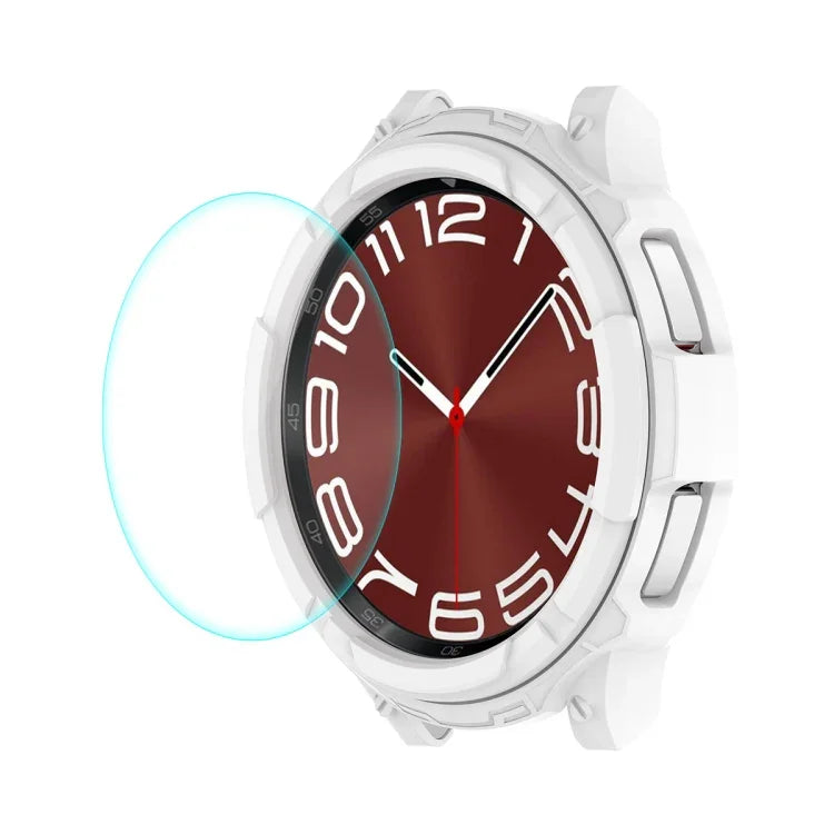 غطاء ساعة ENKAY Hat-Prince 2 في 1 من TPU مع واقي شاشة زجاجي مقسى 9H بسماكة 0.2 مم، لساعات Samsung Galaxy Watch6 Classic مقاس 47 مم، لساعات Samsung Galaxy Watch6 Classic مقاس 43 مم