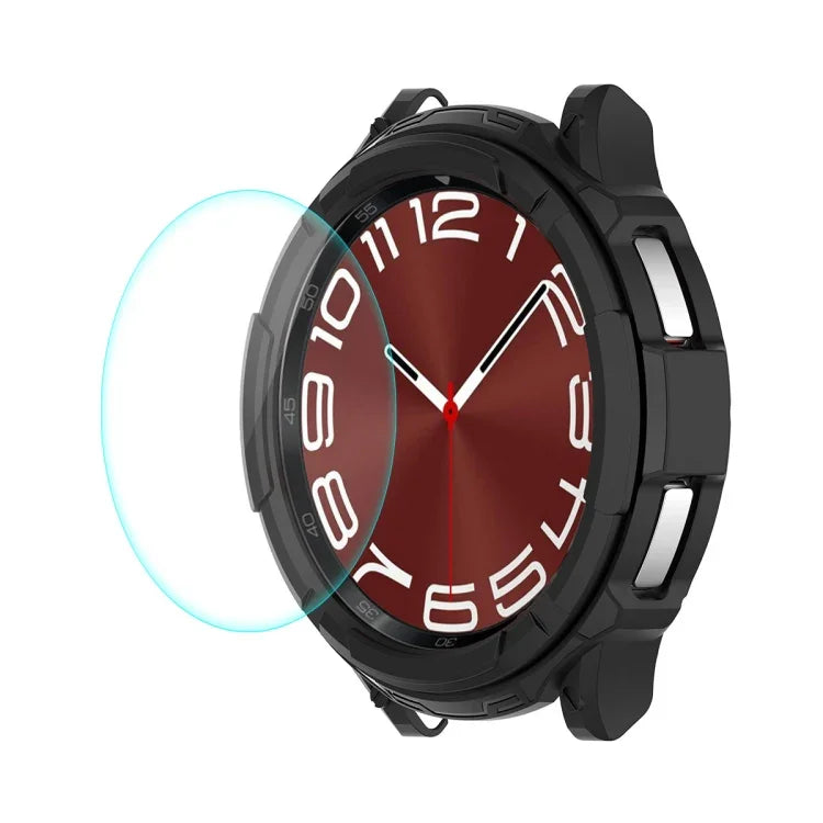 غطاء ساعة ENKAY Hat-Prince 2 في 1 من TPU مع واقي شاشة زجاجي مقسى 9H بسماكة 0.2 مم، لساعات Samsung Galaxy Watch6 Classic مقاس 47 مم، لساعات Samsung Galaxy Watch6 Classic مقاس 43 مم