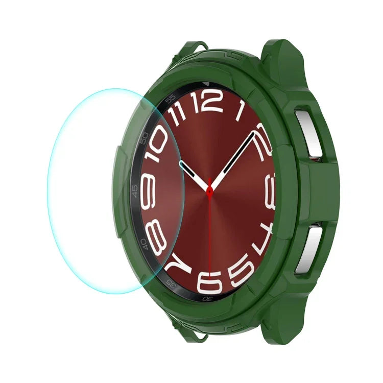 غطاء ساعة ENKAY Hat-Prince 2 في 1 من TPU مع واقي شاشة زجاجي مقسى 9H بسماكة 0.2 مم، لساعات Samsung Galaxy Watch6 Classic مقاس 47 مم، لساعات Samsung Galaxy Watch6 Classic مقاس 43 مم