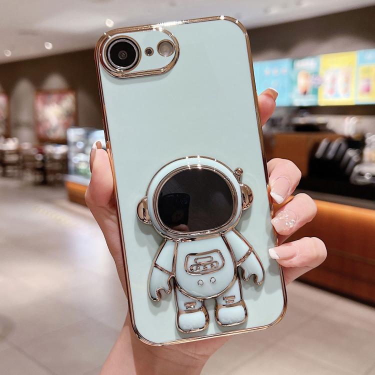 غطاء هاتف بحامل رائد فضاء مطلي بالكهرباء، لهواتف iPhone 17e / 16e، iPhone 17 Pro Max، iPhone 17 Pro، iPhone 17، iPhone Air، iPhone 16 Pro Max، iPhone 16 Pro، iPhone 16 Plus