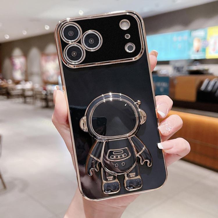 غطاء هاتف بحامل رائد فضاء مطلي بالكهرباء، لهواتف iPhone 17e / 16e، iPhone 17 Pro Max، iPhone 17 Pro، iPhone 17، iPhone Air، iPhone 16 Pro Max، iPhone 16 Pro، iPhone 16 Plus
