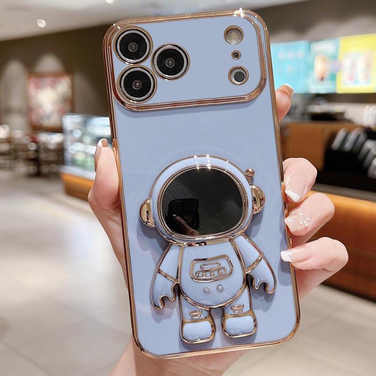 غطاء هاتف بحامل رائد فضاء مطلي بالكهرباء، لهواتف iPhone 17e / 16e، iPhone 17 Pro Max، iPhone 17 Pro، iPhone 17، iPhone Air، iPhone 16 Pro Max، iPhone 16 Pro، iPhone 16 Plus