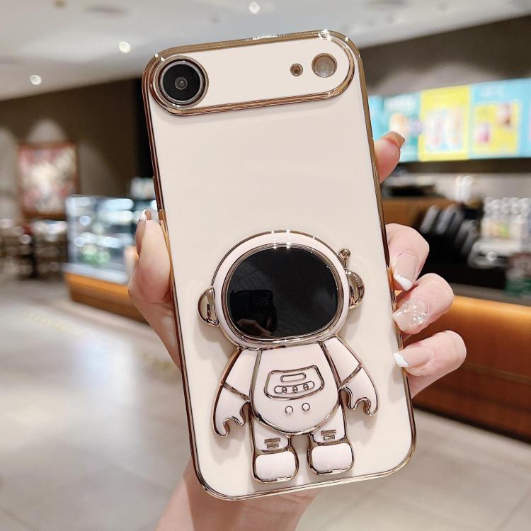 غطاء هاتف بحامل رائد فضاء مطلي بالكهرباء، لهواتف iPhone 17e / 16e، iPhone 17 Pro Max، iPhone 17 Pro، iPhone 17، iPhone Air، iPhone 16 Pro Max، iPhone 16 Pro، iPhone 16 Plus