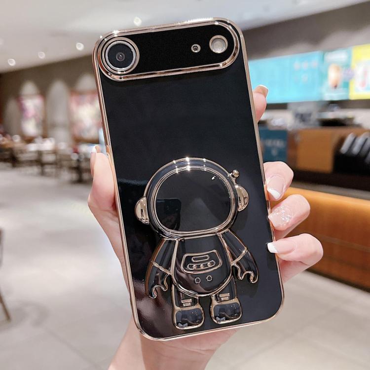 غطاء هاتف بحامل رائد فضاء مطلي بالكهرباء، لهواتف iPhone 17e / 16e، iPhone 17 Pro Max، iPhone 17 Pro، iPhone 17، iPhone Air، iPhone 16 Pro Max، iPhone 16 Pro، iPhone 16 Plus