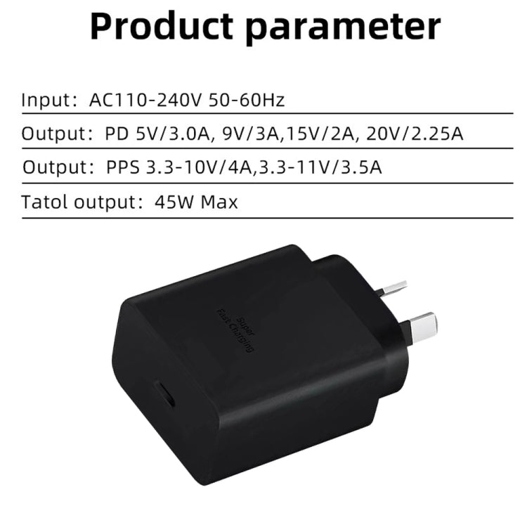 شاحن سريع M135 PPS / PD 45 واط USB-C / Type-C، قابس أستراليا، قابس أستراليا