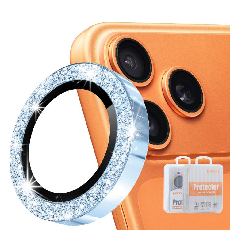 فيلم زجاج مقسى من سبائك الألمنيوم لعدسة الكاميرا الخلفية مع بريق ENKAY Hat-Prince، لهواتف iPhone 17 Pro / 17 Pro Max، iPhone 17، iPhone Air، iPhone 15 Pro / 15 Pro Max، iPhone 15 / 15 Plus