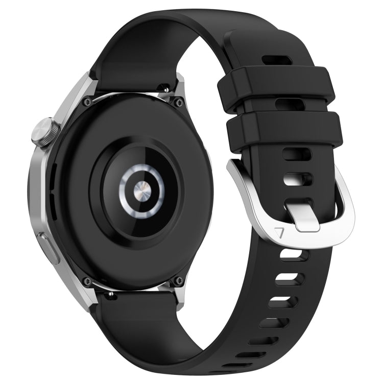 Liquid Glossy Silver Buckle Silicone Watch Band, For Huawei Watch GT4 46mm 22mm, For Huawei Watch GT4 41mm 18mm, For Huawei Watch 4 Pro 22mm, For Huawei Watch 4 22mm