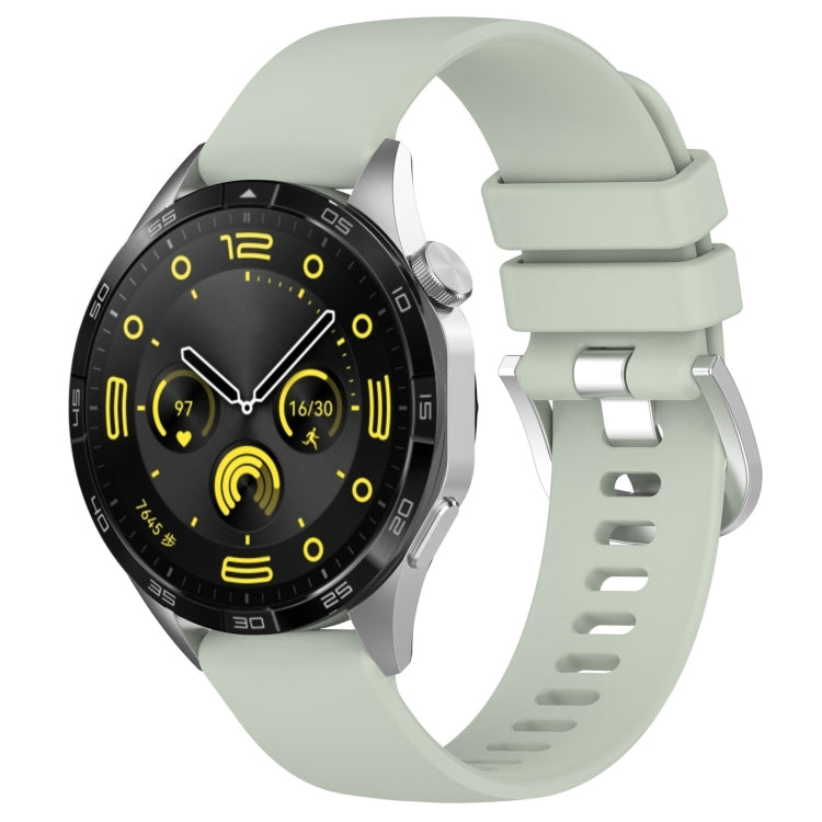 Liquid Glossy Silver Buckle Silicone Watch Band, For Huawei Watch GT4 46mm 22mm, For Huawei Watch GT4 41mm 18mm, For Huawei Watch 4 Pro 22mm, For Huawei Watch 4 22mm