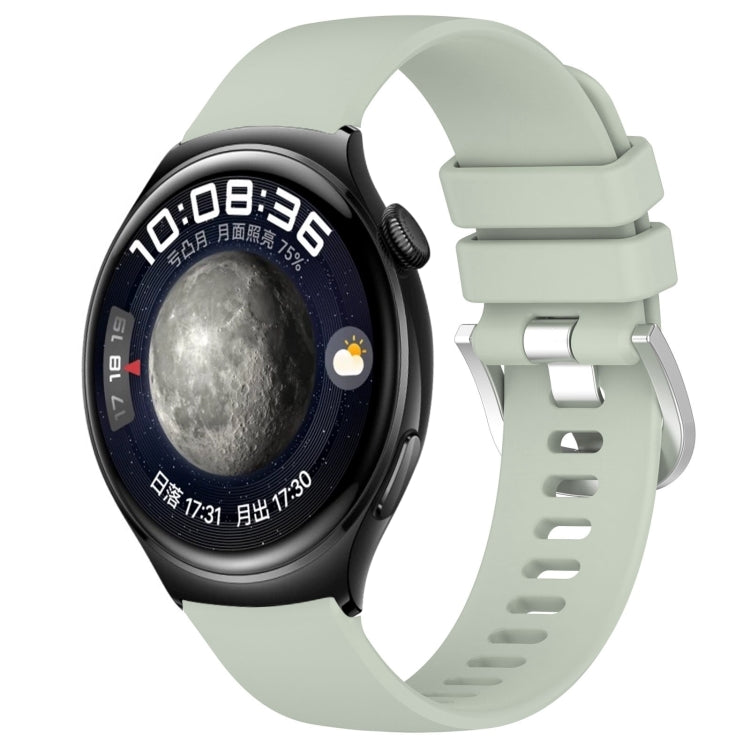 Liquid Glossy Silver Buckle Silicone Watch Band, For Huawei Watch GT4 46mm 22mm, For Huawei Watch GT4 41mm 18mm, For Huawei Watch 4 Pro 22mm, For Huawei Watch 4 22mm