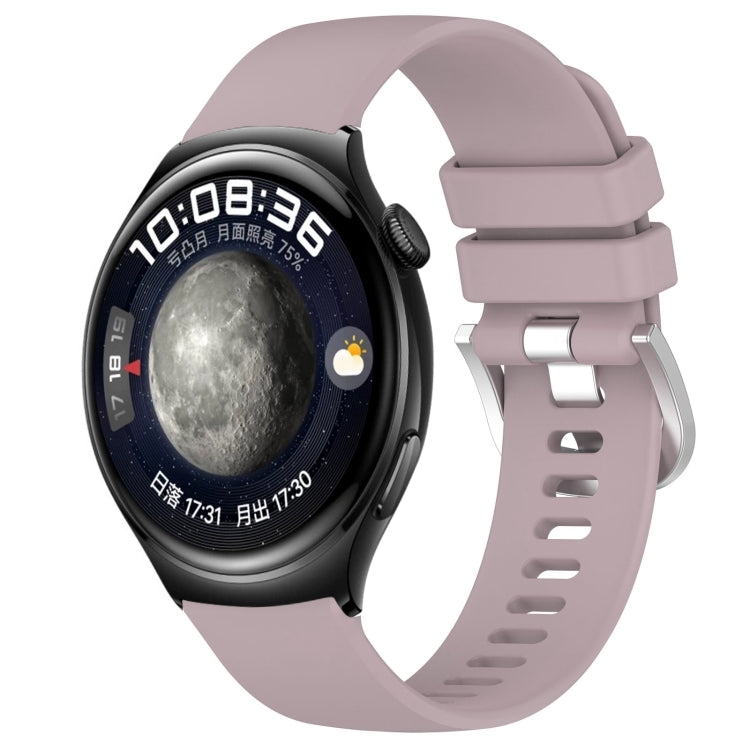Liquid Glossy Silver Buckle Silicone Watch Band, For Huawei Watch GT4 46mm 22mm, For Huawei Watch GT4 41mm 18mm, For Huawei Watch 4 Pro 22mm, For Huawei Watch 4 22mm