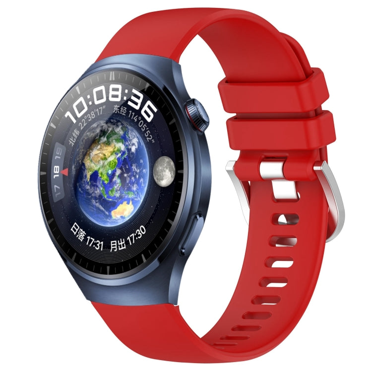 Liquid Glossy Silver Buckle Silicone Watch Band, For Huawei Watch GT4 46mm 22mm, For Huawei Watch GT4 41mm 18mm, For Huawei Watch 4 Pro 22mm, For Huawei Watch 4 22mm