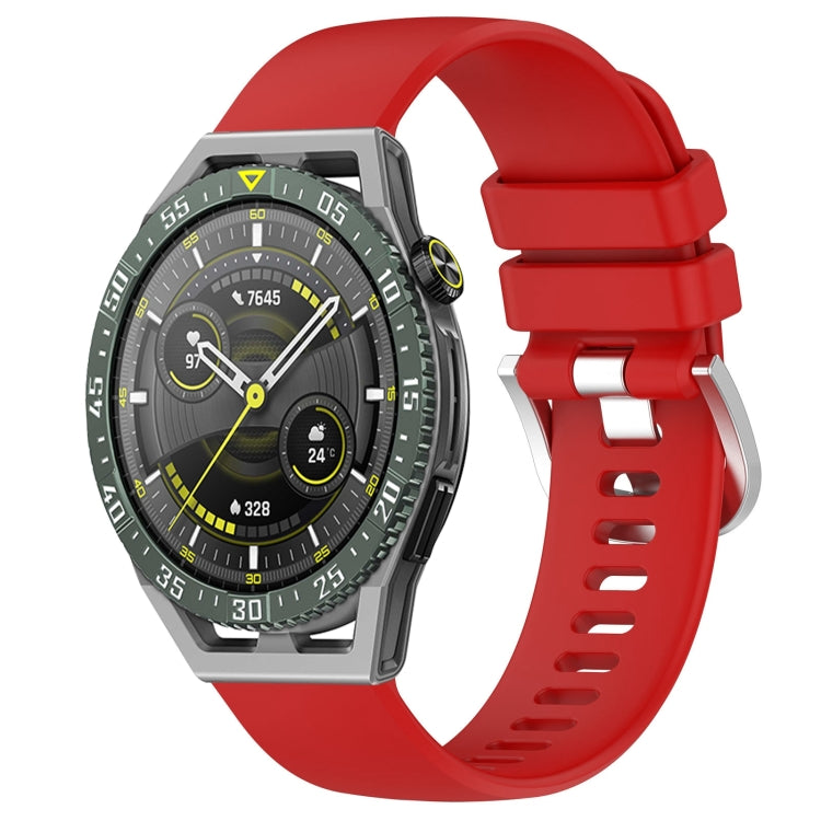 Liquid Glossy Silver Buckle Silicone Watch Band, For Huawei Watch GT3 SE 22mm, For Huawei Watch GT3 Pro 46mm 22mm, For Huawei Watch GT3 Pro 43mm 20mm, For Huawei Watch GT3 46mm 22mm