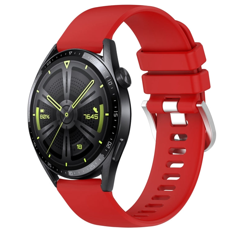 Liquid Glossy Silver Buckle Silicone Watch Band, For Huawei Watch GT3 SE 22mm, For Huawei Watch GT3 Pro 46mm 22mm, For Huawei Watch GT3 Pro 43mm 20mm, For Huawei Watch GT3 46mm 22mm