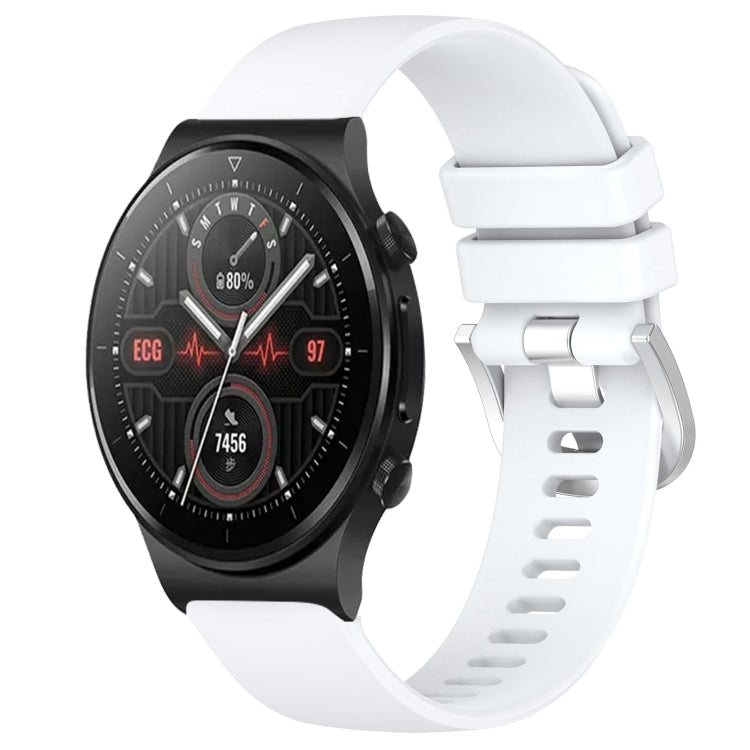 Liquid Glossy Silver Buckle Silicone Watch Band, For Huawei Watch GT3 42mm 20mm, For Huawei Watch 3 22mm, For Huawei Watch GT2 Pro 22mm, For Huawei Watch GT2 46mm 22mm