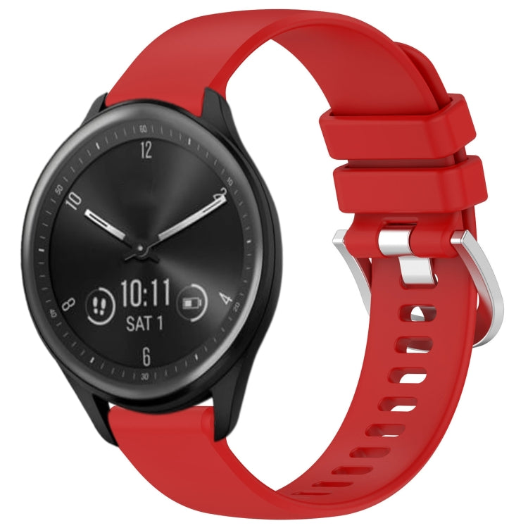 Liquid Glossy Silver Buckle Silicone Watch Band, For Garmin Vivomove Sport, For Garmin Venu 2 Plus, For Garmin Vivoactive3 / 3 Music, For Garmin Forerunner 158 / 55