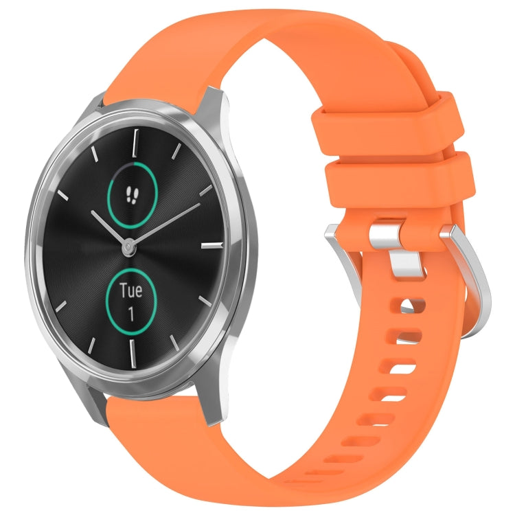 Liquid Glossy Silver Buckle Silicone Watch Band, For Garmin VivoMove Luxe / Garminmove Luxe, For Garmin Forerunner 645 / 645 Music, For Garmin Approach S40, For Garmin Vivomove3 / Garminmove3