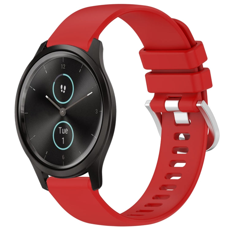 Liquid Glossy Silver Buckle Silicone Watch Band, For Garmin Forerunner245 / 245 Music, For Garmin VivoMove Style / Vivomove, For Garmin Vivomove HR Sport, For Garmin Vivoactive 5