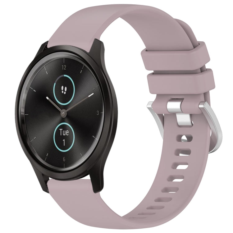 Liquid Glossy Silver Buckle Silicone Watch Band, For Garmin Forerunner245 / 245 Music, For Garmin VivoMove Style / Vivomove, For Garmin Vivomove HR Sport, For Garmin Vivoactive 5