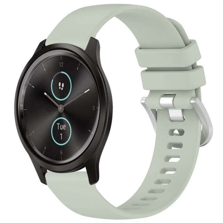 Liquid Glossy Silver Buckle Silicone Watch Band, For Garmin Forerunner245 / 245 Music, For Garmin VivoMove Style / Vivomove, For Garmin Vivomove HR Sport, For Garmin Vivoactive 5