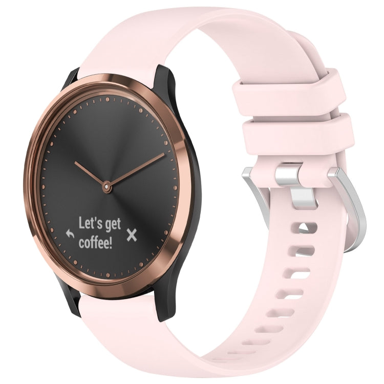 Liquid Glossy Silver Buckle Silicone Watch Band, For Garmin Forerunner245 / 245 Music, For Garmin VivoMove Style / Vivomove, For Garmin Vivomove HR Sport, For Garmin Vivoactive 5