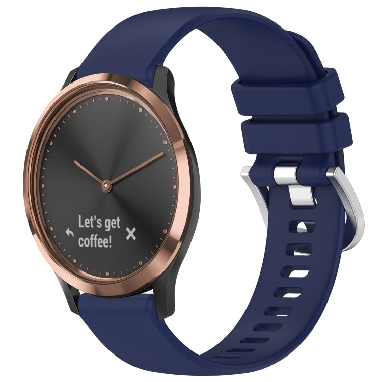 Liquid Glossy Silver Buckle Silicone Watch Band, For Garmin Forerunner245 / 245 Music, For Garmin VivoMove Style / Vivomove, For Garmin Vivomove HR Sport, For Garmin Vivoactive 5