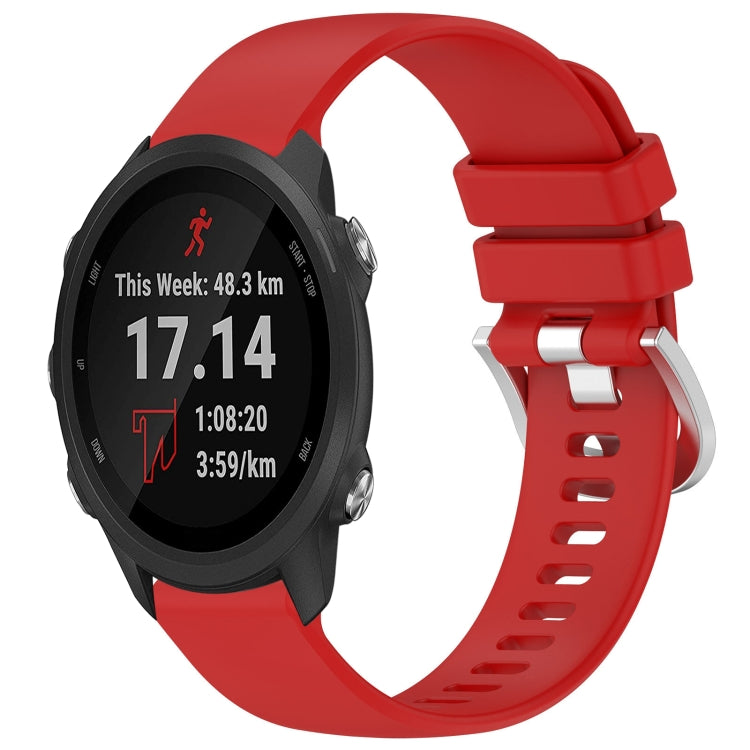 Liquid Glossy Silver Buckle Silicone Watch Band, For Garmin Forerunner245 / 245 Music, For Garmin VivoMove Style / Vivomove, For Garmin Vivomove HR Sport, For Garmin Vivoactive 5