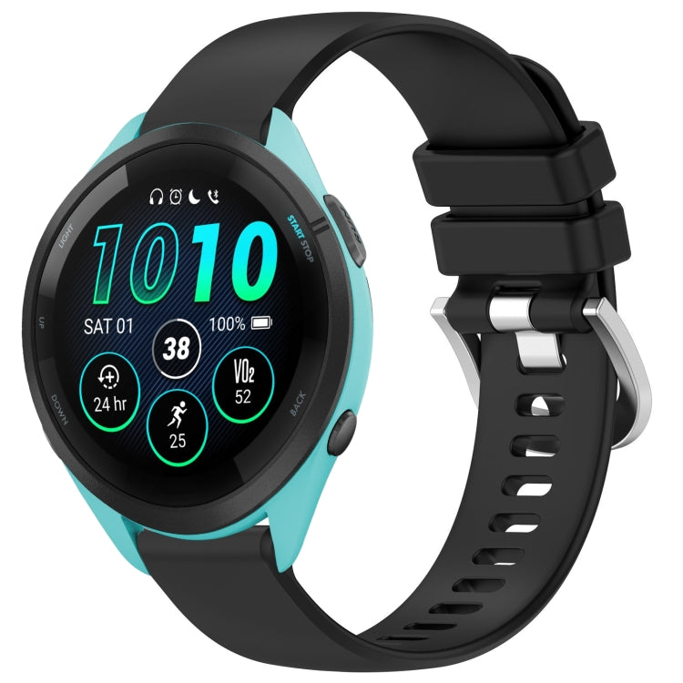Liquid Glossy Silver Buckle Silicone Watch Band, For Garmin Venu 3S, For Garmin Forerunner 265S, For Garmin Forerunner 255S Music / 255S, For Garmin Venu 2S