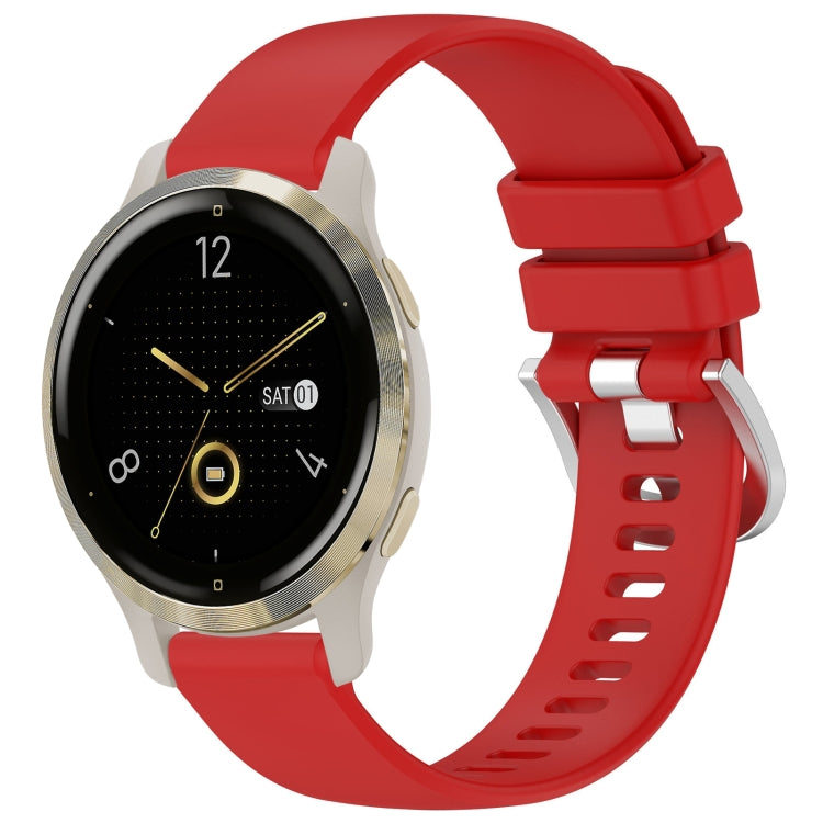 Liquid Glossy Silver Buckle Silicone Watch Band, For Garmin Venu 3S, For Garmin Forerunner 265S, For Garmin Forerunner 255S Music / 255S, For Garmin Venu 2S