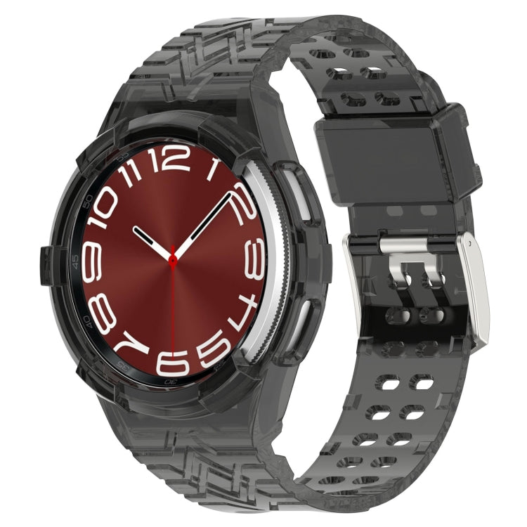 TPU watch band for Galaxy Watch6 Classic 43mm, black integrated design with stylish red watch face.