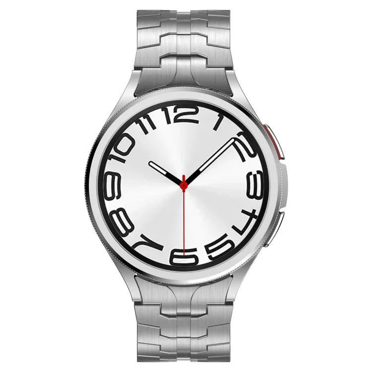 Lron Man Curved Connection Stainless Steel Watch Band, For Samsung Galaxy Watch6 Classic 43 / 47mm, For Samsung Galaxy Watch 6 40 / 44mm, For Samsung Galaxy Watch 5 40 / 44mm, For Samsung Galaxy Watch 5 Pro, For Samsung Galaxy Watch 4 40 / 44mm        ...