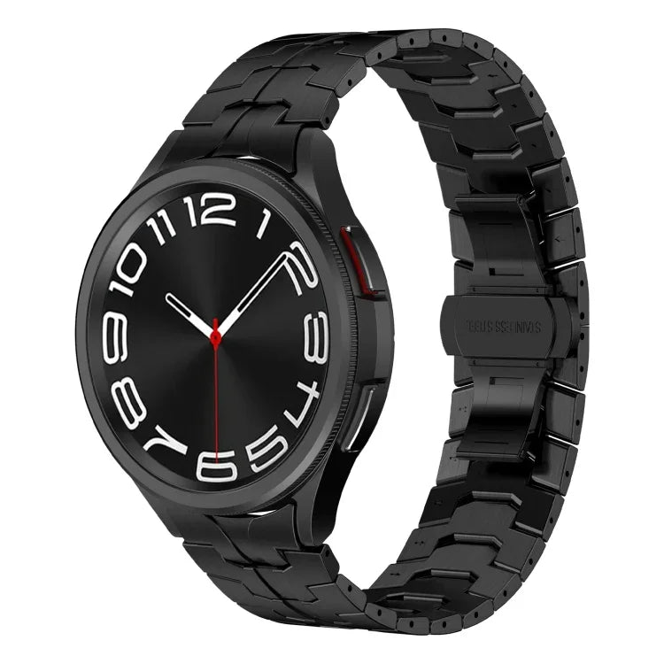 Lron Man Curved Connection Stainless Steel Watch Band, For Samsung Galaxy Watch6 Classic 43 / 47mm, For Samsung Galaxy Watch 6 40 / 44mm, For Samsung Galaxy Watch 5 40 / 44mm, For Samsung Galaxy Watch 5 Pro, For Samsung Galaxy Watch 4 40 / 44mm        ...