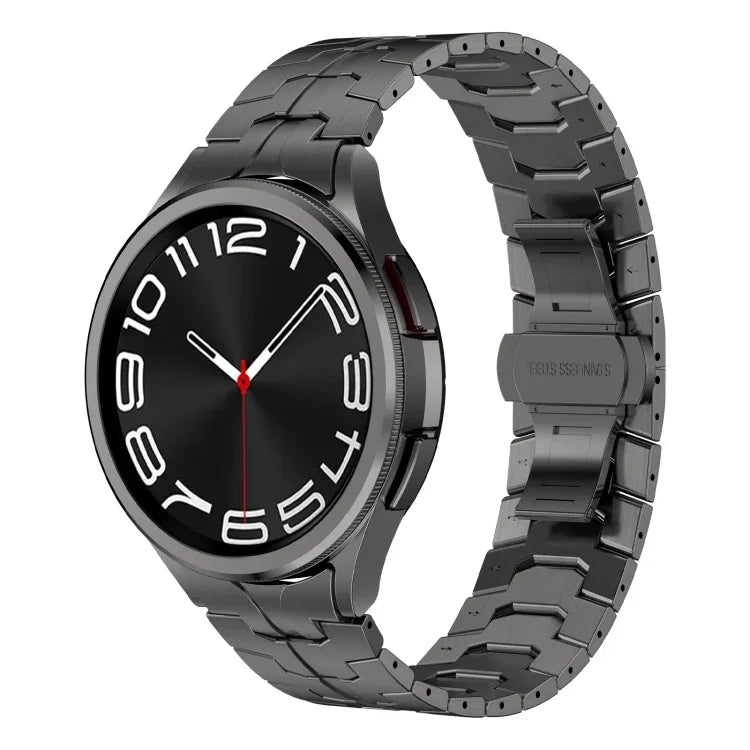 Lron Man Curved Connection Stainless Steel Watch Band, For Samsung Galaxy Watch6 Classic 43 / 47mm, For Samsung Galaxy Watch 6 40 / 44mm, For Samsung Galaxy Watch 5 40 / 44mm, For Samsung Galaxy Watch 5 Pro, For Samsung Galaxy Watch 4 40 / 44mm        ...