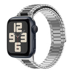 سوار ساعة معدني من الفولاذ المقاوم للصدأ المغناطيسي بنمط الخيزران، لساعات Apple Watch SE 2023 44mm، وApple Watch SE 2023 40mm، وApple Watch Ultra 2 49mm، وApple Watch Series 9 45mm، وApple Watch Series 9 41mm، وApple Watch Ultra 49mm