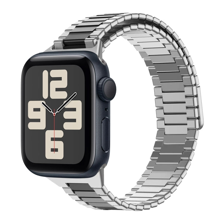 سوار ساعة معدني من الفولاذ المقاوم للصدأ المغناطيسي بنمط الخيزران، لساعات Apple Watch SE 2023 44mm، وApple Watch SE 2023 40mm، وApple Watch Ultra 2 49mm، وApple Watch Series 9 45mm، وApple Watch Series 9 41mm، وApple Watch Ultra 49mm