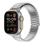 سوار ساعة معدني من الفولاذ المقاوم للصدأ المغناطيسي بنمط الخيزران، لساعات Apple Watch SE 2023 44mm، وApple Watch SE 2023 40mm، وApple Watch Ultra 2 49mm، وApple Watch Series 9 45mm، وApple Watch Series 9 41mm، وApple Watch Ultra 49mm