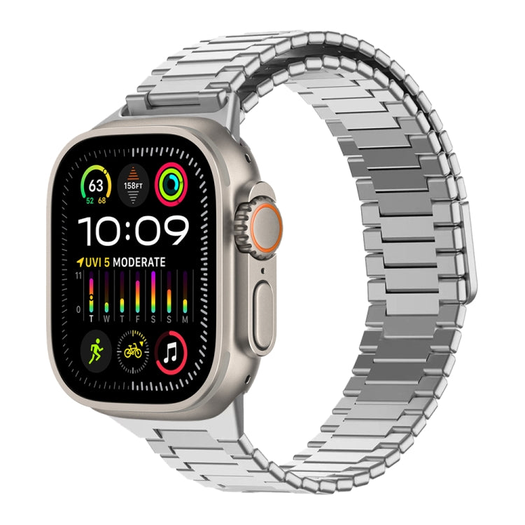 سوار ساعة معدني من الفولاذ المقاوم للصدأ المغناطيسي بنمط الخيزران، لساعات Apple Watch SE 2023 44mm، وApple Watch SE 2023 40mm، وApple Watch Ultra 2 49mm، وApple Watch Series 9 45mm، وApple Watch Series 9 41mm، وApple Watch Ultra 49mm