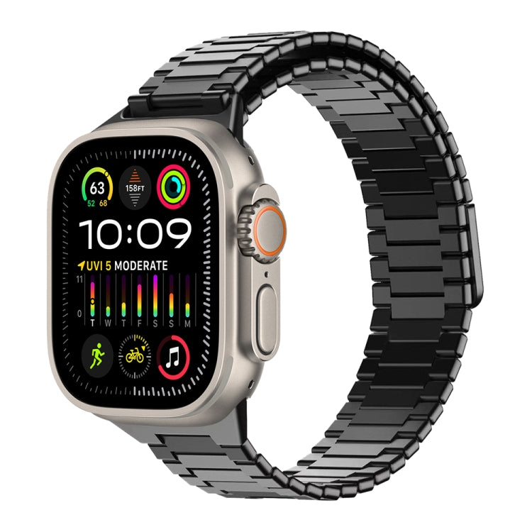 سوار ساعة معدني من الفولاذ المقاوم للصدأ المغناطيسي بنمط الخيزران، لساعات Apple Watch SE 2023 44mm، وApple Watch SE 2023 40mm، وApple Watch Ultra 2 49mm، وApple Watch Series 9 45mm، وApple Watch Series 9 41mm، وApple Watch Ultra 49mm