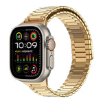 سوار ساعة معدني من الفولاذ المقاوم للصدأ المغناطيسي بنمط الخيزران، لساعات Apple Watch SE 2023 44mm، وApple Watch SE 2023 40mm، وApple Watch Ultra 2 49mm، وApple Watch Series 9 45mm، وApple Watch Series 9 41mm، وApple Watch Ultra 49mm