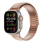 سوار ساعة معدني من الفولاذ المقاوم للصدأ المغناطيسي بنمط الخيزران، لساعات Apple Watch SE 2023 44mm، وApple Watch SE 2023 40mm، وApple Watch Ultra 2 49mm، وApple Watch Series 9 45mm، وApple Watch Series 9 41mm، وApple Watch Ultra 49mm