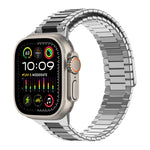 سوار ساعة معدني من الفولاذ المقاوم للصدأ المغناطيسي بنمط الخيزران، لساعات Apple Watch SE 2023 44mm، وApple Watch SE 2023 40mm، وApple Watch Ultra 2 49mm، وApple Watch Series 9 45mm، وApple Watch Series 9 41mm، وApple Watch Ultra 49mm