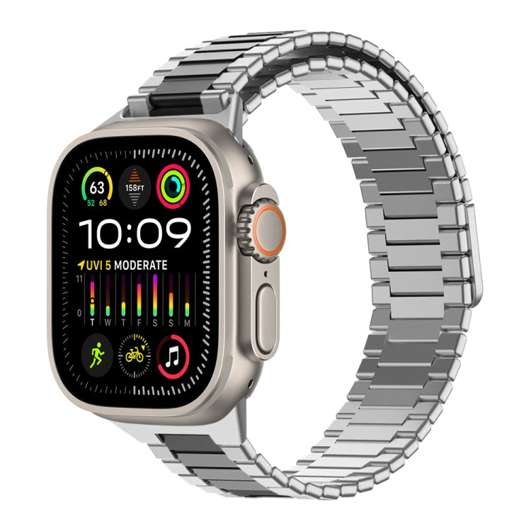 سوار ساعة معدني من الفولاذ المقاوم للصدأ المغناطيسي بنمط الخيزران، لساعات Apple Watch SE 2023 44mm، وApple Watch SE 2023 40mm، وApple Watch Ultra 2 49mm، وApple Watch Series 9 45mm، وApple Watch Series 9 41mm، وApple Watch Ultra 49mm