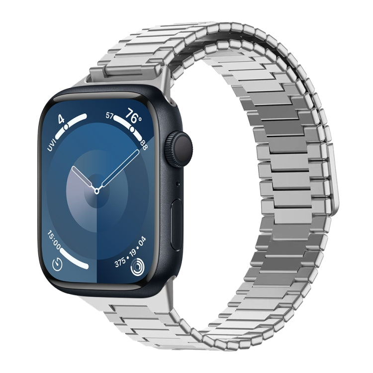 سوار ساعة معدني من الفولاذ المقاوم للصدأ المغناطيسي بنمط الخيزران، لساعات Apple Watch SE 2023 44mm، وApple Watch SE 2023 40mm، وApple Watch Ultra 2 49mm، وApple Watch Series 9 45mm، وApple Watch Series 9 41mm، وApple Watch Ultra 49mm
