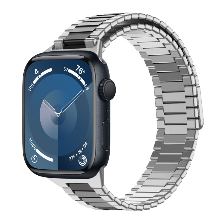 سوار ساعة معدني من الفولاذ المقاوم للصدأ المغناطيسي بنمط الخيزران، لساعات Apple Watch SE 2023 44mm، وApple Watch SE 2023 40mm، وApple Watch Ultra 2 49mm، وApple Watch Series 9 45mm، وApple Watch Series 9 41mm، وApple Watch Ultra 49mm