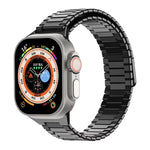 سوار ساعة معدني من الفولاذ المقاوم للصدأ المغناطيسي بنمط الخيزران، لساعات Apple Watch SE 2023 44mm، وApple Watch SE 2023 40mm، وApple Watch Ultra 2 49mm، وApple Watch Series 9 45mm، وApple Watch Series 9 41mm، وApple Watch Ultra 49mm