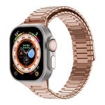 سوار ساعة معدني من الفولاذ المقاوم للصدأ المغناطيسي بنمط الخيزران، لساعات Apple Watch SE 2023 44mm، وApple Watch SE 2023 40mm، وApple Watch Ultra 2 49mm، وApple Watch Series 9 45mm، وApple Watch Series 9 41mm، وApple Watch Ultra 49mm