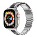 سوار ساعة معدني من الفولاذ المقاوم للصدأ المغناطيسي بنمط الخيزران، لساعات Apple Watch SE 2023 44mm، وApple Watch SE 2023 40mm، وApple Watch Ultra 2 49mm، وApple Watch Series 9 45mm، وApple Watch Series 9 41mm، وApple Watch Ultra 49mm