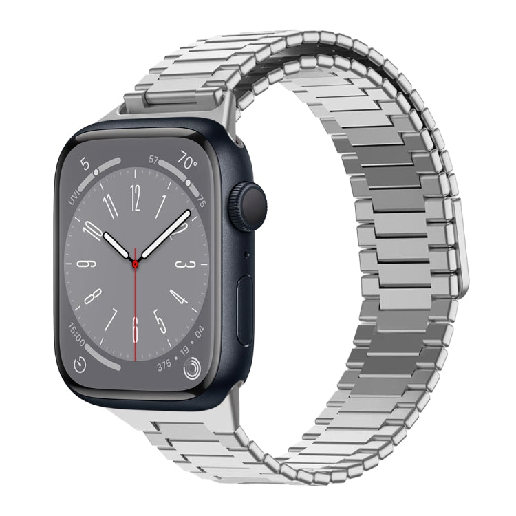 سوار ساعة معدني من الفولاذ المقاوم للصدأ المغناطيسي بنمط الخيزران، لساعات Apple Watch Series 8 41mm، وApple Watch Series 8 45mm، وApple Watch SE 2022 40mm، وApple Watch SE 2022 44mm، وApple Watch Series 7 41mm، وApple Watch Series 7 45mm