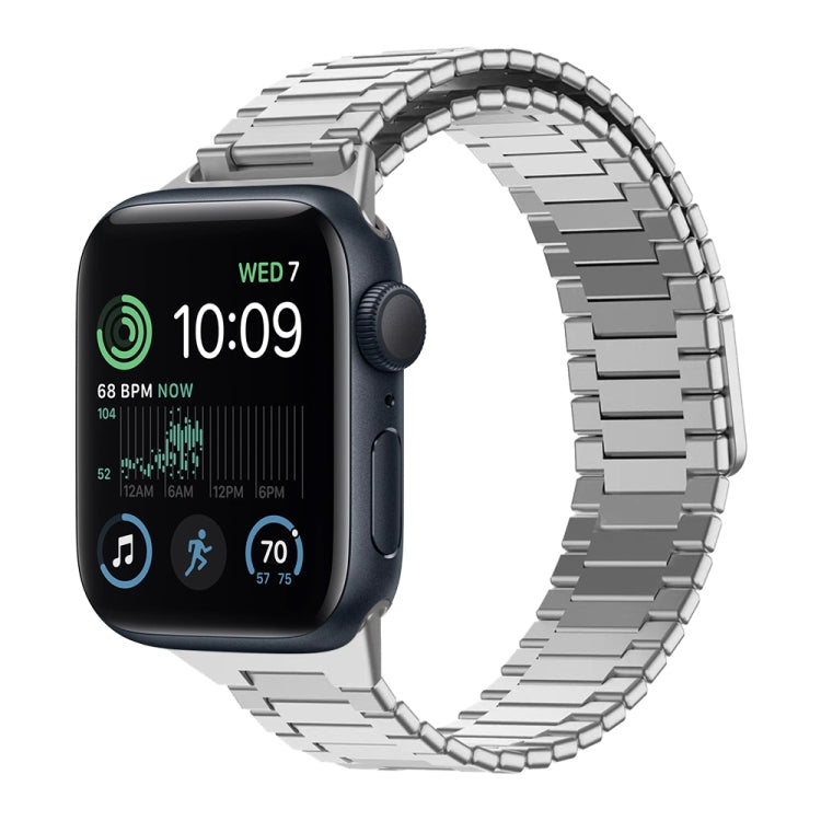 سوار ساعة معدني من الفولاذ المقاوم للصدأ المغناطيسي بنمط الخيزران، لساعات Apple Watch Series 8 41mm، وApple Watch Series 8 45mm، وApple Watch SE 2022 40mm، وApple Watch SE 2022 44mm، وApple Watch Series 7 41mm، وApple Watch Series 7 45mm